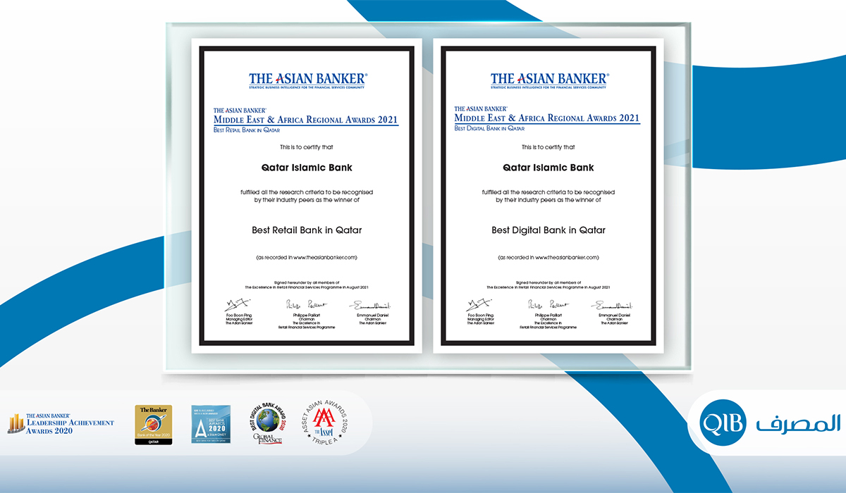 QIB Named “Best Retail Bank” and “Best Digital Bank” in Qatar by The Asian Banker